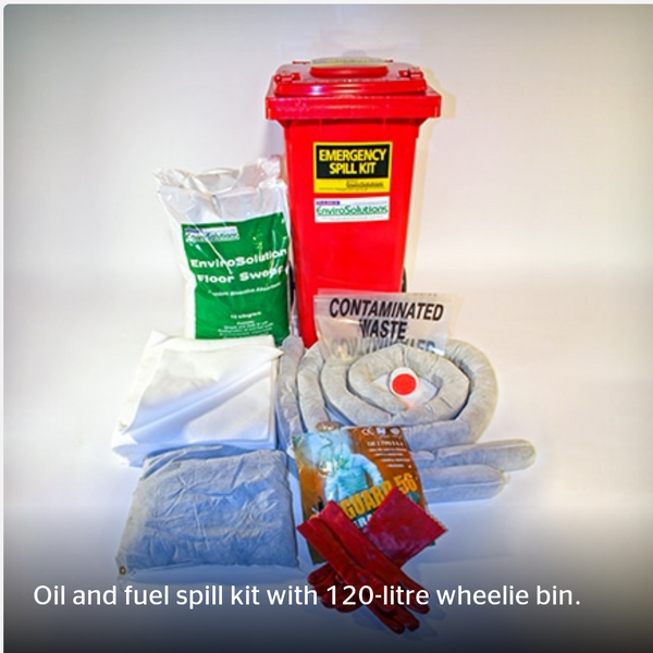 120L Oil & Fuel Spill Kit - Wheelie Bin