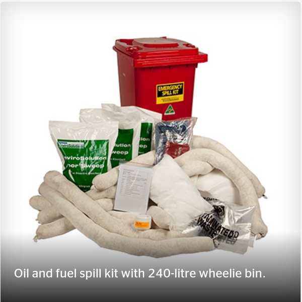 240L Oil & Fuel Spill Kit - Wheelie Bin
