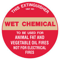 Fire Extinguisher Wet Chemical ID Sign